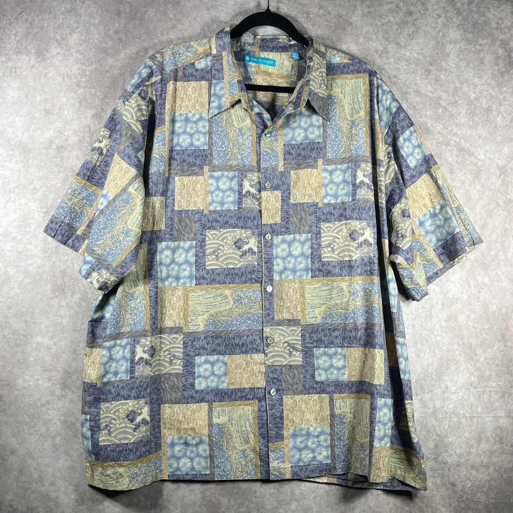 Vintage Tori Richard Hawaiian Shirt Mens 3XL Purple Floral Travel Beach Vacation
